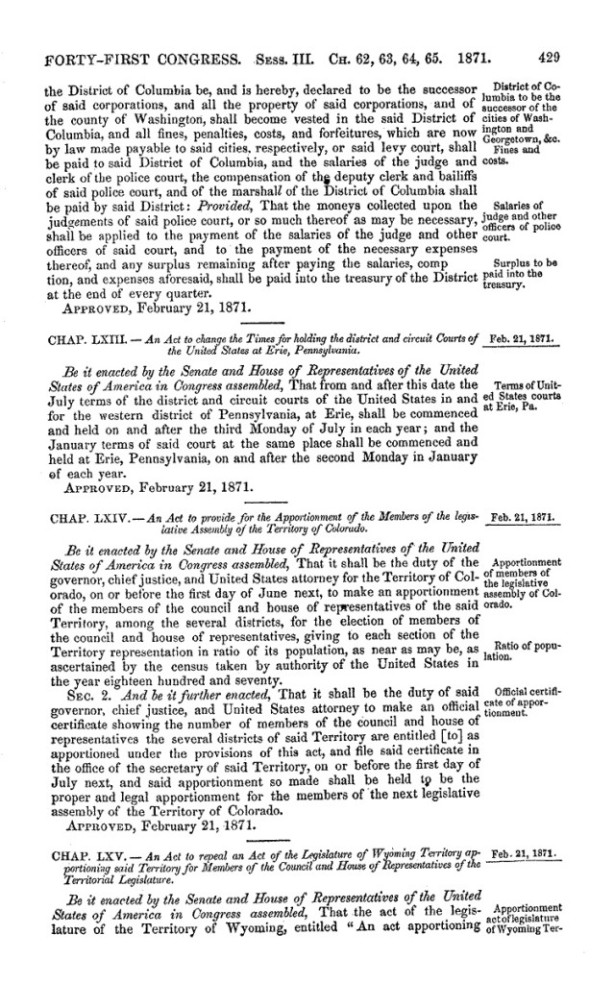 dc organic act of 1871